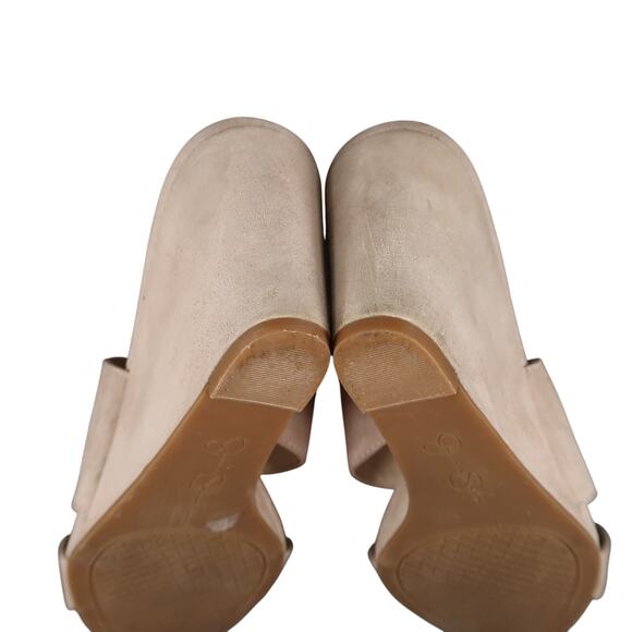 Jessica Simpson Shoes Womens 6 Sandal Fashion Wedge Slip On Leather Double Strap - Picture 12 of 15